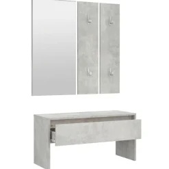 vidaXL Set de muebles de recibidor madera contrachapada gris hormigón Gris hormig&oacute;n Hot