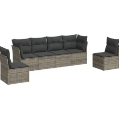 vidaXL Muebles De Jardín-Set de muebles de jardín 6 pzas y cojines ratán sintético
