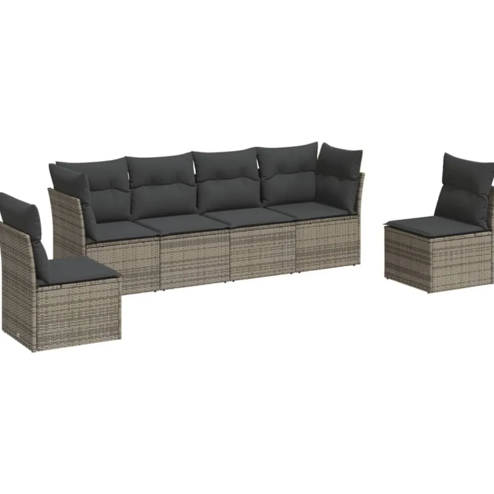 vidaXL Muebles De Jardín-Set de muebles de jardín 6 pzas y cojines ratán sintético