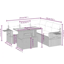vidaXL Set de muebles de jardín 6 pzas y cojines ratán sintético gris gris y gris oscuro Hot