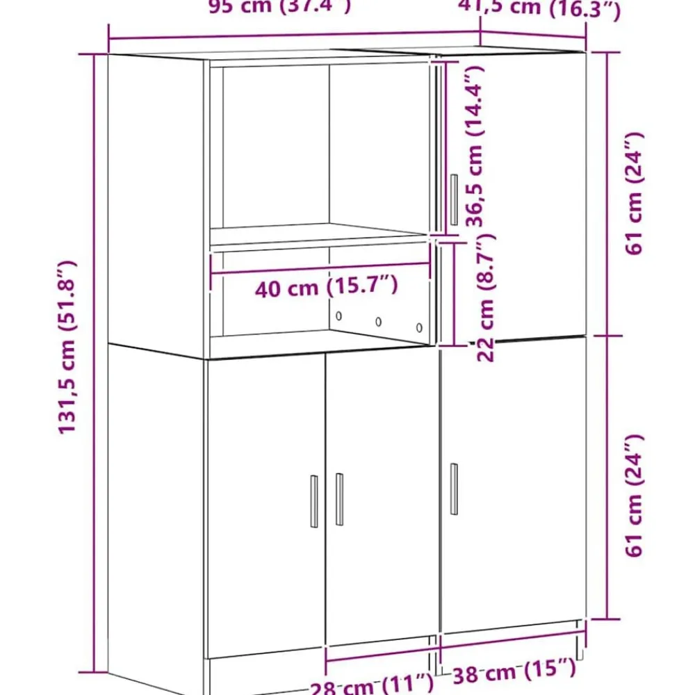 vidaXL Set de muebles de cocina 2 pzas madera ingeniería Roble ahumado Best