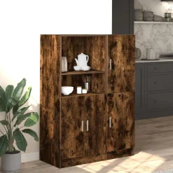 vidaXL Set de muebles de cocina 2 pzas madera ingeniería Roble ahumado Best