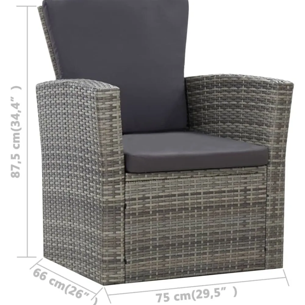 vidaXL Muebles De Jardín-Set de muebles de jardín 4 pzas y cojines ratán sintético