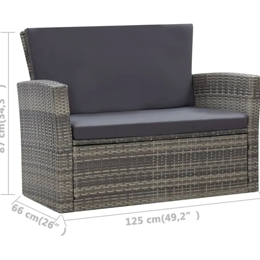 vidaXL Muebles De Jardín-Set de muebles de jardín 4 pzas y cojines ratán sintético
