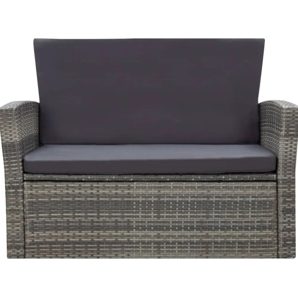 vidaXL Muebles De Jardín-Set de muebles de jardín 4 pzas y cojines ratán sintético