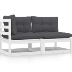 vidaXL Muebles De Jardín-Set de muebles de jardín 2 pzas con cojines madera pino