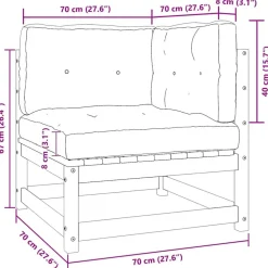 vidaXL Muebles De Jardín-Set de muebles de jardín 2 pzas con cojines madera pino