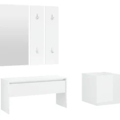 vidaXL Set de muebles de recibidor madera contrachapada blanco brillo Blanco brillante New