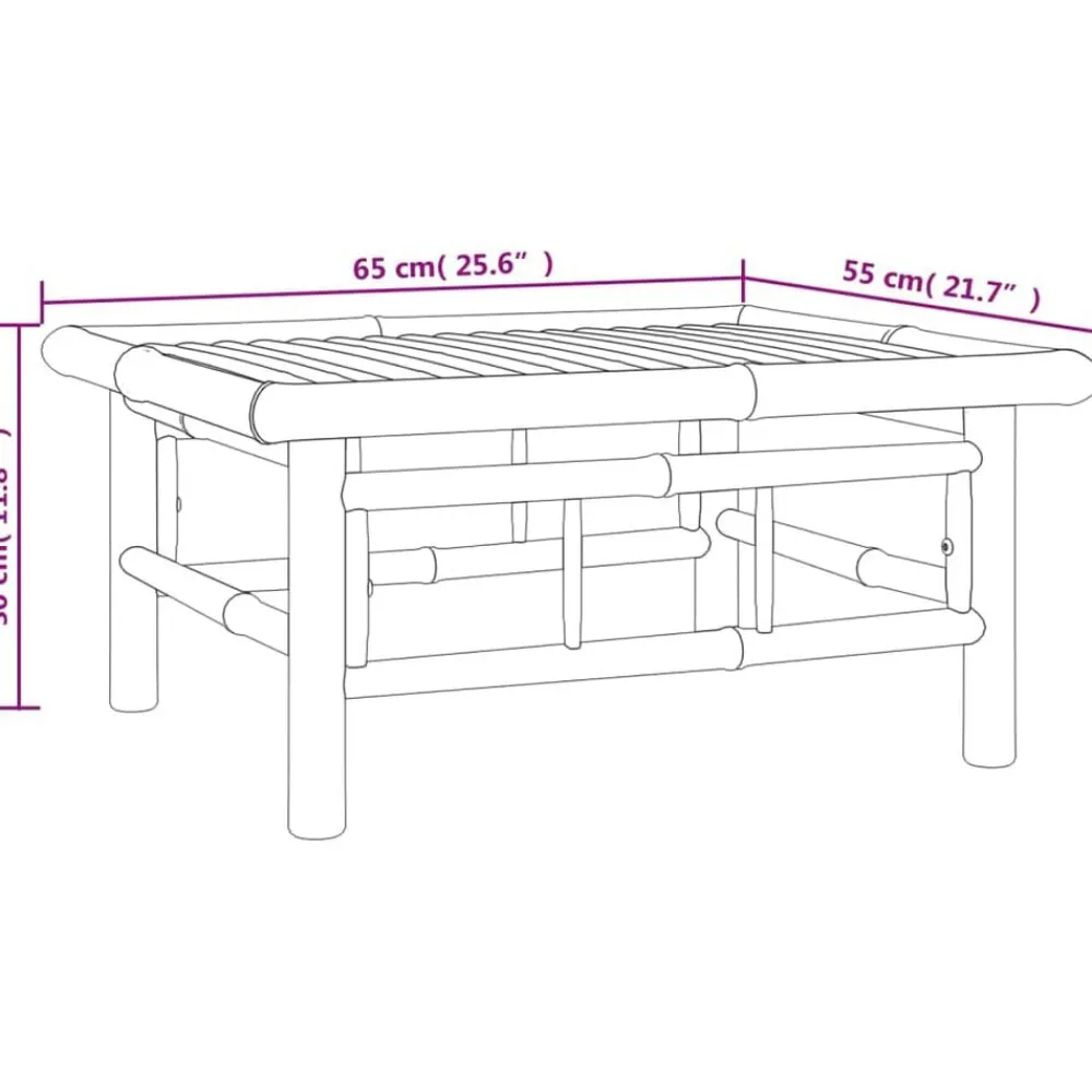 vidaXL Set de muebles de jardín 7 piezas bambú y cojines blanco crema Clearance