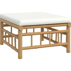 vidaXL Set de muebles de jardín 7 piezas bambú y cojines blanco crema Clearance