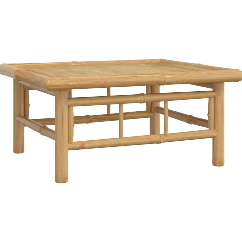 vidaXL Set de muebles de jardín 7 piezas bambú y cojines blanco crema Clearance