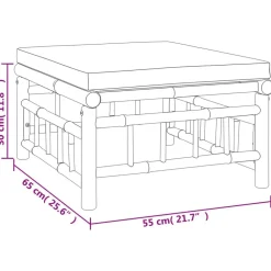 vidaXL Set de muebles de jardín 7 piezas bambú y cojines blanco crema Clearance