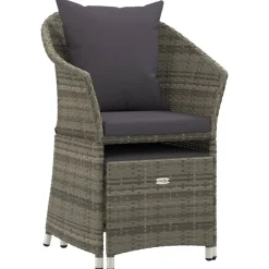 vidaXL Set de muebles de jardín 2 pzas cojines ratán sintético Gris
