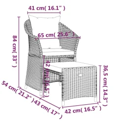 vidaXL Set de muebles de jardín 2 pzas cojines ratán sintético Gris