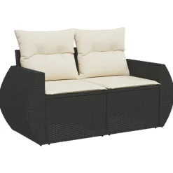 vidaXL Muebles De Jardín-Set de muebles de jardín 5 pzas y cojines ratán sintético negro