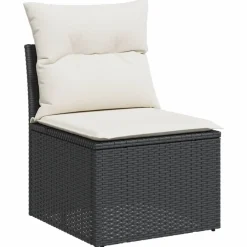 vidaXL Muebles De Jardín-Set de muebles de jardín 5 pzas y cojines ratán sintético negro