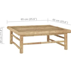 vidaXL Muebles De Jardín-Set de muebles de jardín 5 piezas bambú y cojines blanco