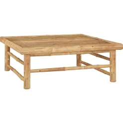 vidaXL Muebles De Jardín-Set de muebles de jardín 5 piezas bambú y cojines blanco