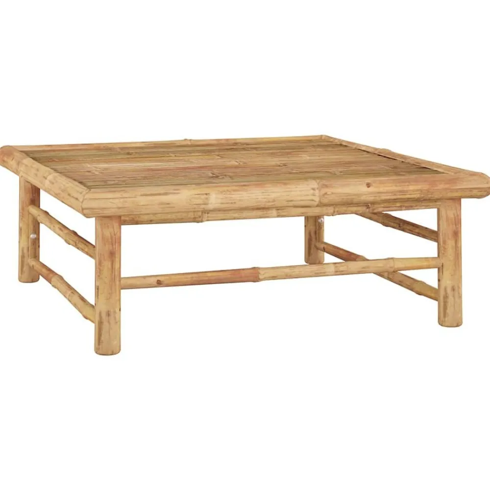 vidaXL Muebles De Jardín-Set de muebles de jardín 5 piezas bambú y cojines blanco