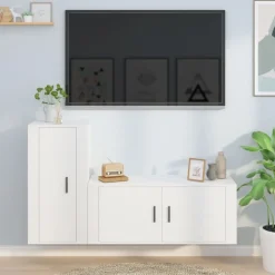 vidaXL Set de muebles de TV 2 piezas madera contrachapada Blanco Clearance