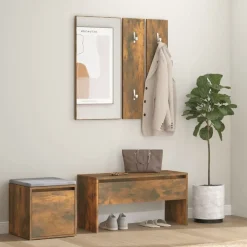 vidaXL Bancos-Set de muebles de recibidor madera contrachapada