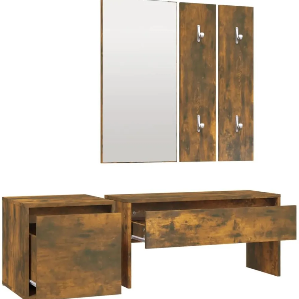 vidaXL Bancos-Set de muebles de recibidor madera contrachapada