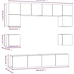 vidaXL Muebles Tv-Set de muebles de TV 8 pzas madera contrachapada gris hormigón