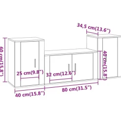 vidaXL Set de muebles de TV 3 pzas madera contrachapada Roble ahumado Online