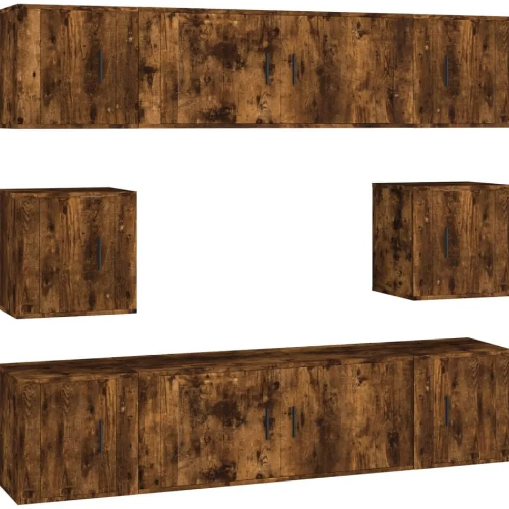 vidaXL Set de muebles de TV 8 pzas madera contrachapada Roble ahumado Best