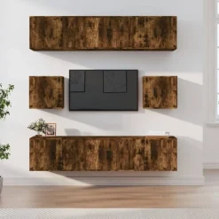 vidaXL Set de muebles de TV 8 pzas madera contrachapada Roble ahumado Best