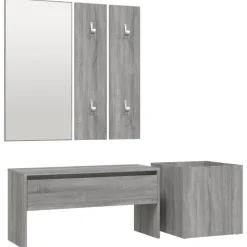 vidaXL Bancos-Set de muebles de recibidor madera contrachapada