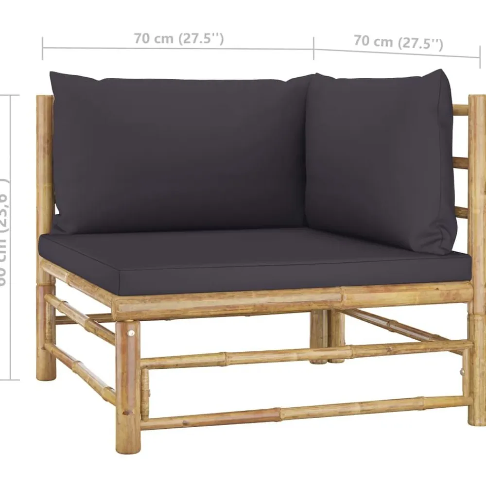 vidaXL Muebles De Jardín-Set de muebles de jardín 5 piezas bambú con cojines
