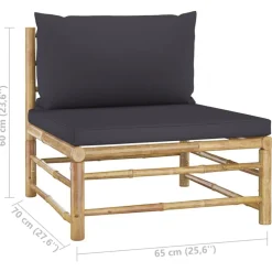 vidaXL Muebles De Jardín-Set de muebles de jardín 5 piezas bambú con cojines