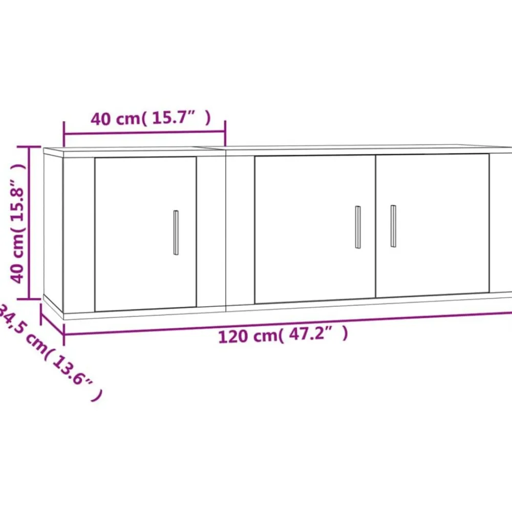 vidaXL Set de muebles de TV 2 pzas madera contrachapada Roble ahumado Outlet