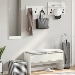vidaXL Set de muebles de recibidor 4 pzas madera de ingeniería Blanco Clearance