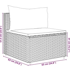 vidaXL Set de muebles de jardín y cojines 7 pzas ratán sintético negro Negro y crema Best