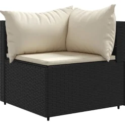 vidaXL Set de muebles de jardín y cojines 7 pzas ratán sintético negro Negro y crema Best
