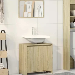 vidaXL Set de muebles de baño 2 pzas madera contrachapada Roble Sonoma Online