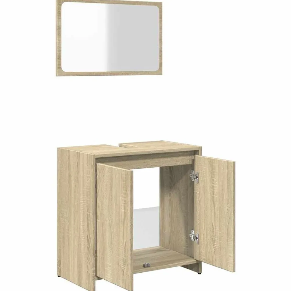 vidaXL Set de muebles de baño 2 pzas madera contrachapada Roble Sonoma Online