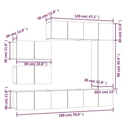 vidaXL Muebles Tv-Set de muebles de TV 8 pzas madera contrachapada