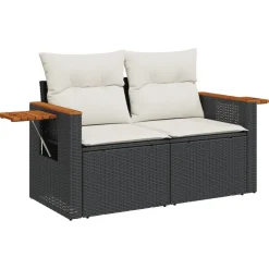vidaXL Muebles De Jardín-Set de muebles de jardín 5 pzas y cojines ratán sintético negro