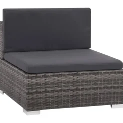 vidaXL Set de muebles de jardín 6 pzas y cojines ratán sintético Gris Outlet