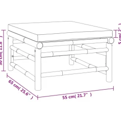 vidaXL Set de muebles de jardín 4 piezas bambú y cojines gris claro Outlet