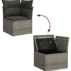 vidaXL Muebles De Jardín-Set de muebles de jardín 6 pzas y cojines ratán sintético