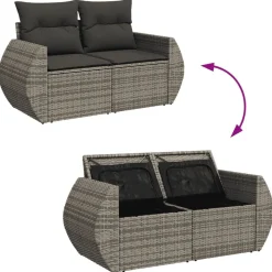 vidaXL Muebles De Jardín-Set de muebles de jardín 6 pzas y cojines ratán sintético