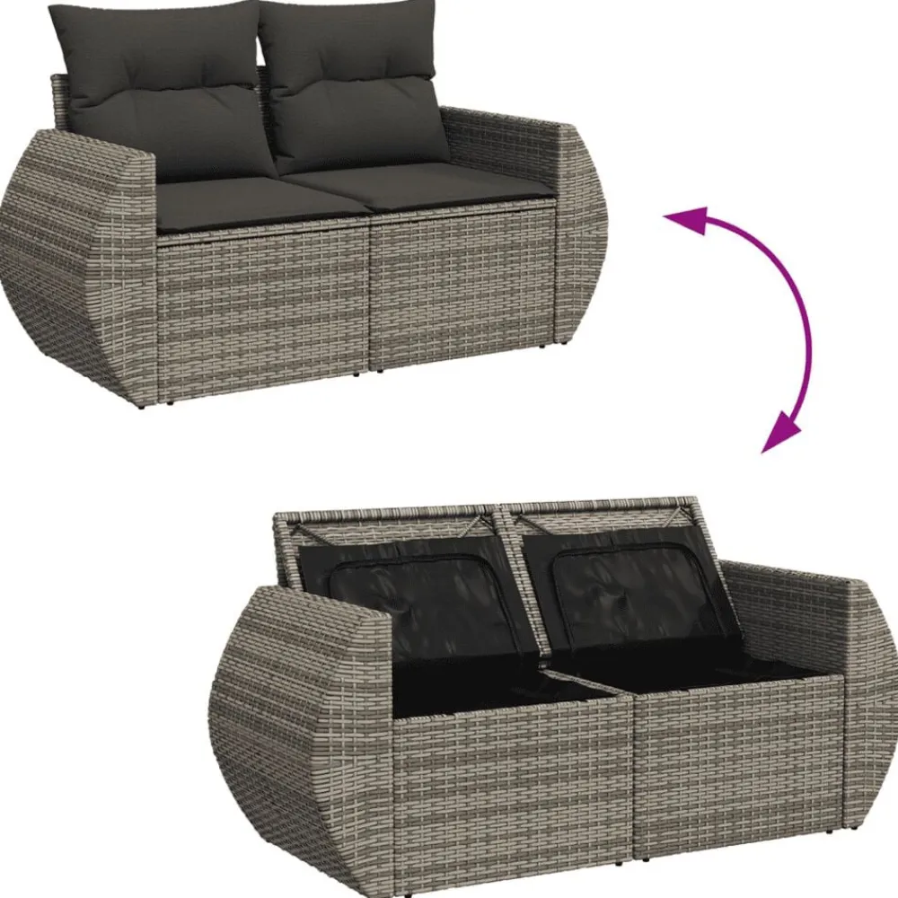 vidaXL Muebles De Jardín-Set de muebles de jardín 6 pzas y cojines ratán sintético