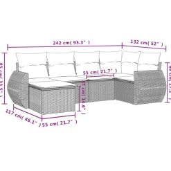 vidaXL Muebles De Jardín-Set de muebles de jardín 6 pzas y cojines ratán sintético