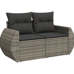 vidaXL Muebles De Jardín-Set de muebles de jardín 6 pzas y cojines ratán sintético