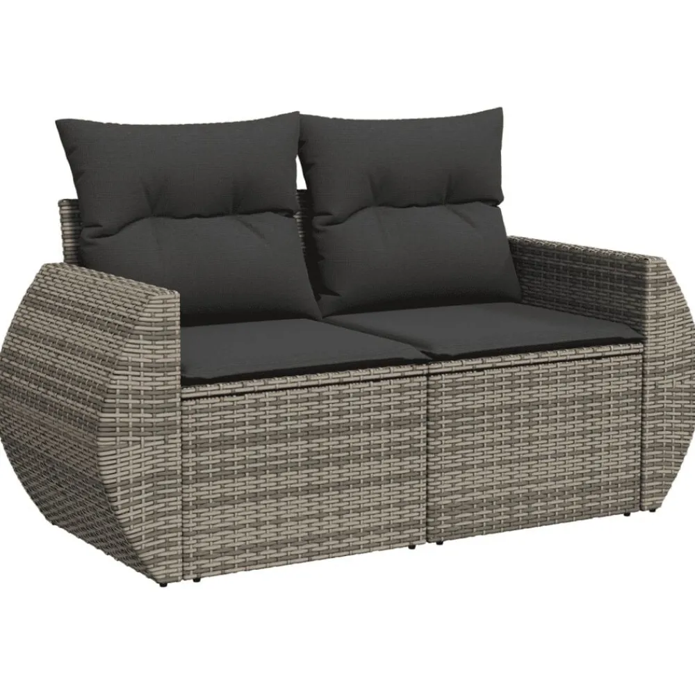 vidaXL Muebles De Jardín-Set de muebles de jardín 6 pzas y cojines ratán sintético