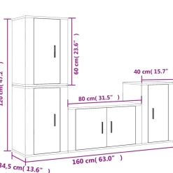vidaXL Set de muebles de TV 4 pzas madera contrachapada gris hormigón Gris hormigón Clearance